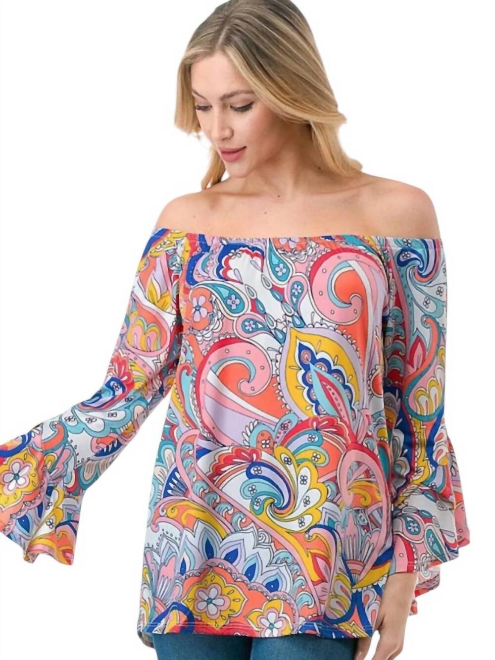 NEW VAVA julia off shoulder top in summer paisley